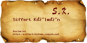 Siffert Kálmán névjegykártya